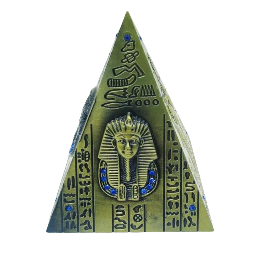 Cofre Piramide Miniatura Metal Egito Faraó Dourada menor preço