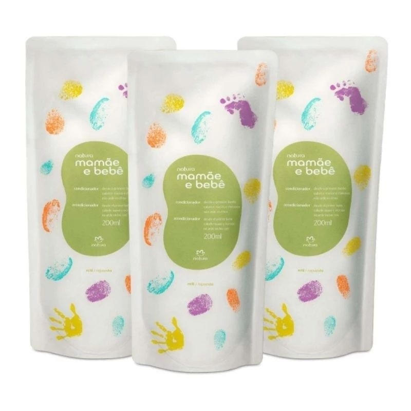 kit Refil Com 3 Unidades de Sabonete Líquido Mamãe e Bebê 200ml cada.