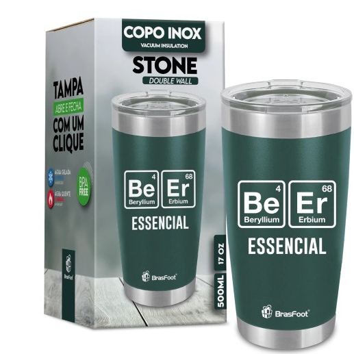 COPO TÉRMICO VACUO STONE 500ML CERVEJA - VERDE ESCURO BEER