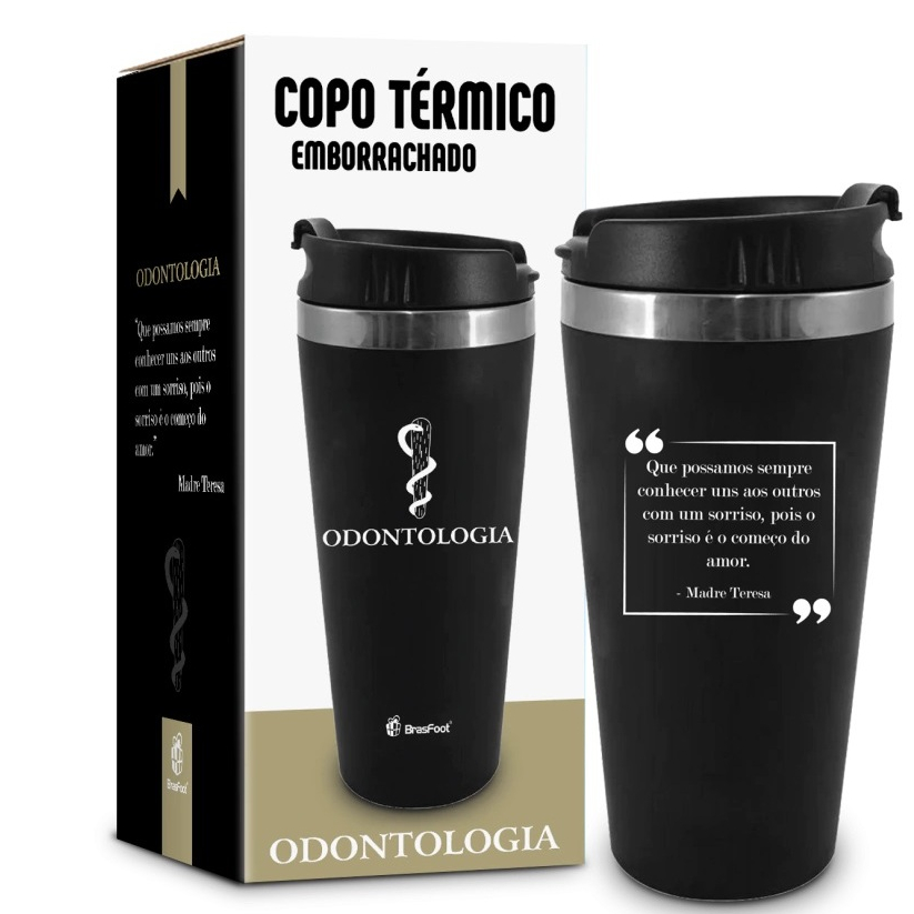 COPO TERMICO ODONTOLOGIA CURSO EMBORRACHADO 450ML PROFISSÃO ODONTOLOGIA DENTISTA