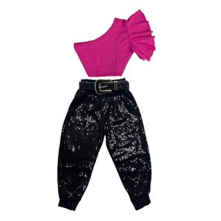 Conjunto De Brilho Infantil Paetê Blogueirinha Moda Festas em Oferta na Shopee