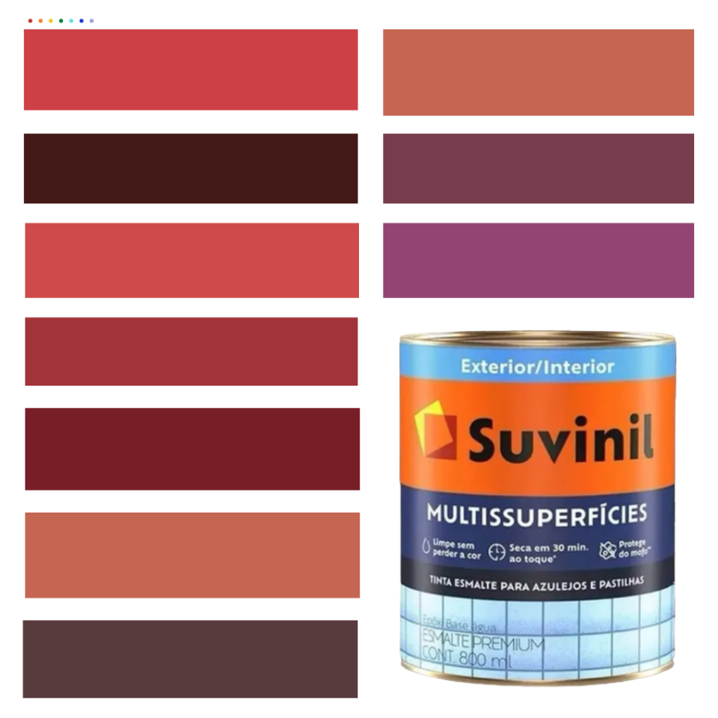 Tinta Epóxi Base Água Suvinil Multissuperfícies Azulejos Antimofo Cor Vermelho Lavável 800ml