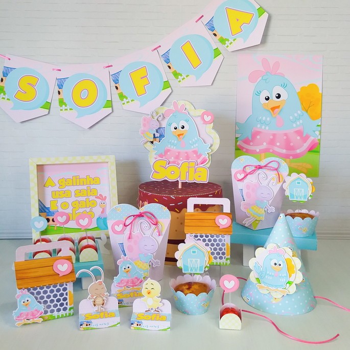 Kit Caixinhas Lembrancinha Personalizada Galinha Pintadinha Rosa Aniversário Festa Infantil