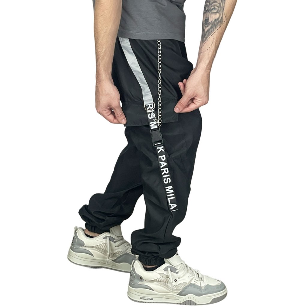 Calça Cargo Jogger Com Punho Estilo Gringa Com Elastico e Cordão Estilosa Coreana Rapper Trapper