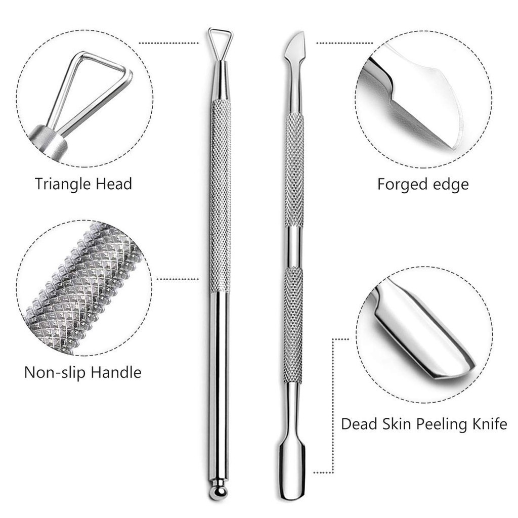 Kit Com 2 Espátulas Para Unhas Inox Manicure Cutícula Empurrador de Cuticula E Espalha Fibra LUX222-152 em Oferta na Shopee