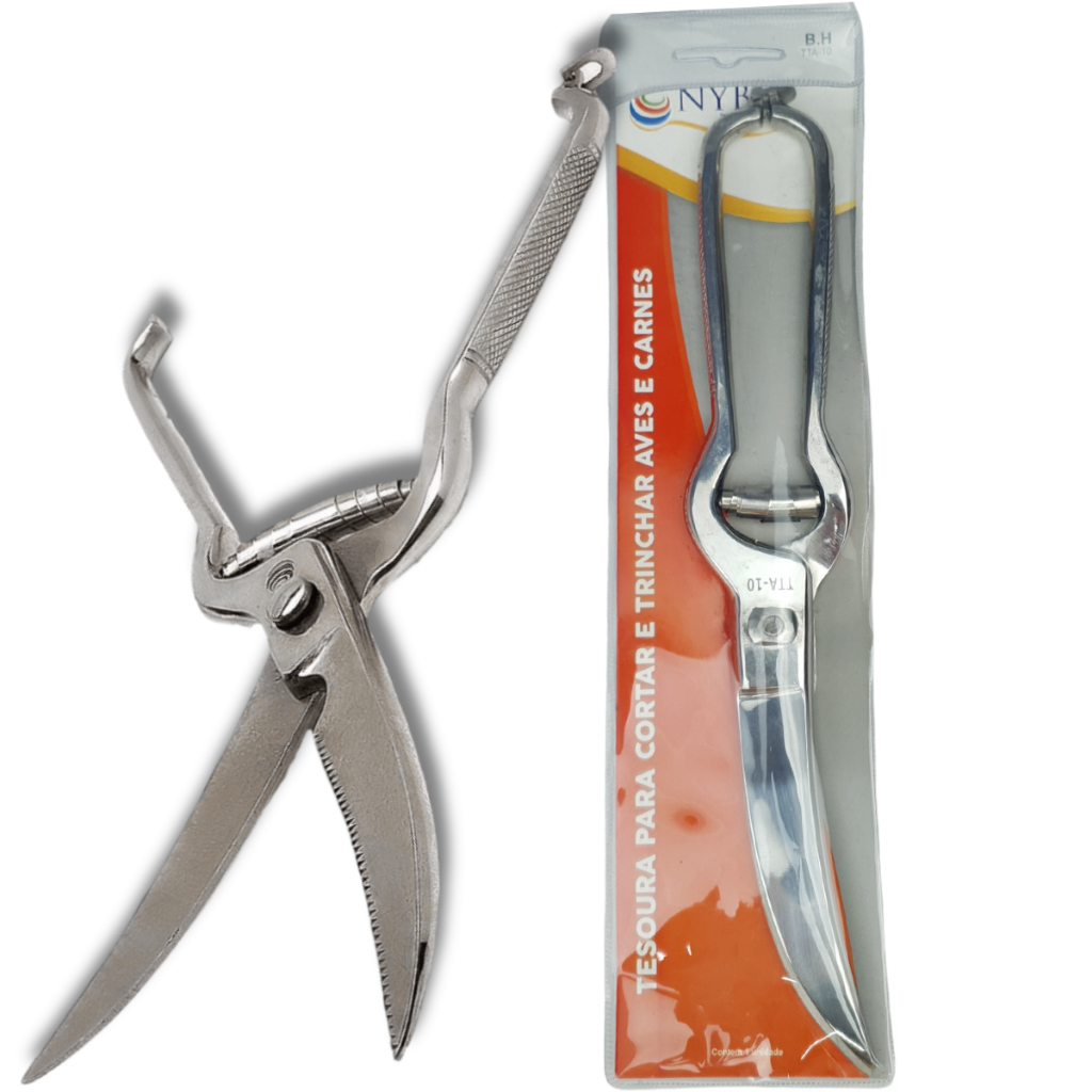 Tesoura Forjada em Aço Inox para Trinchar - NYBC Beauty - Tesoura de Cozinha Profissional para Cortar Frango, Peixe, Carne e Ervas