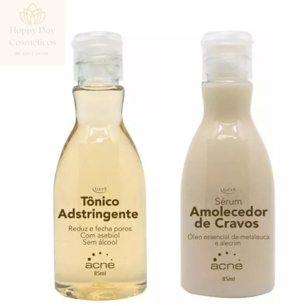 Kit Skin Care Tonico Adstringente e Sérum Amolecedor de Cravos - Reduz e Fecha Poros Para Cravos e Espinhas Lucys