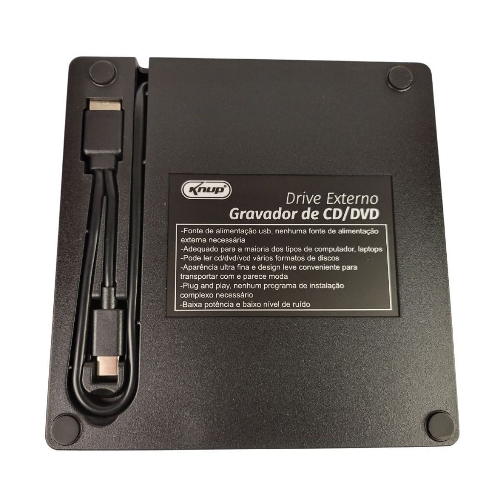 Gravador e Leitor de CD e Dvd 2 Plug Tipo c e Usb 3.0 para Notebook Pc 5 Gbps Usb Plug Play