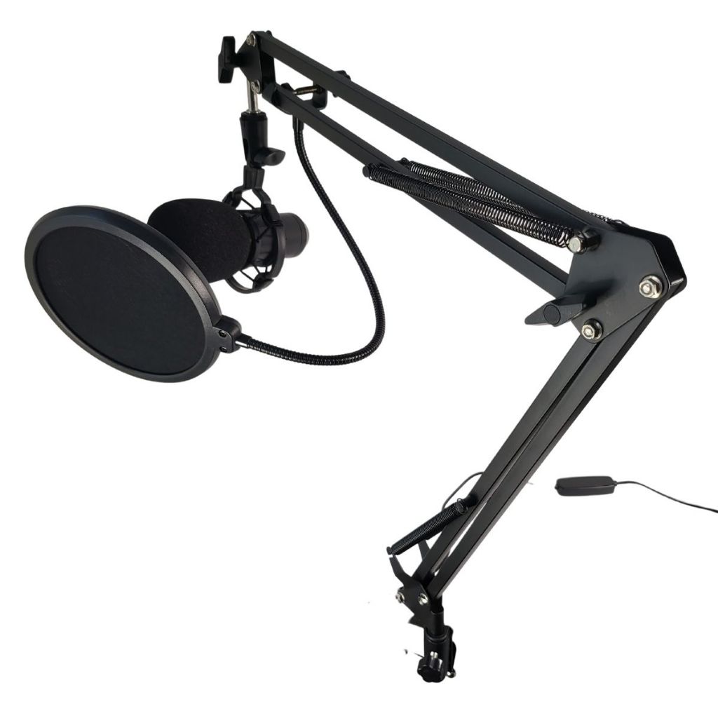 Microfone Bm800 Condensador Ótima Qualidade de Captação de Áudio com Braço Articulado Pop Filter