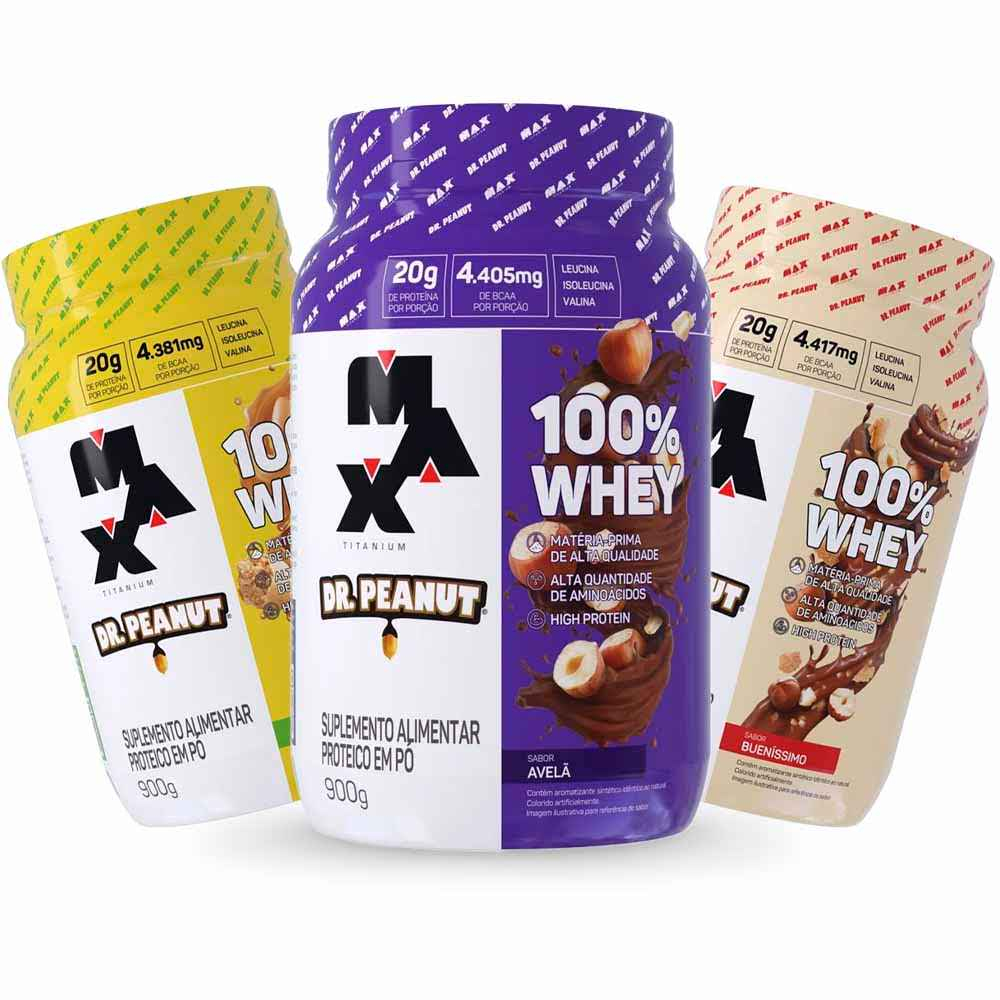 100% Whey Protein Dr Peanut 900g Pote - Max Titanium - Health