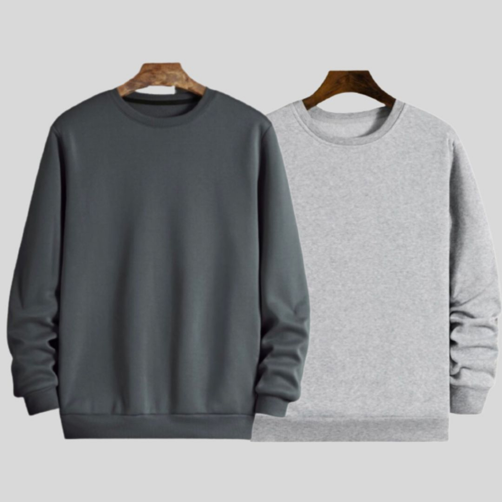 KIT 2 MOLETONS GOLA REDONDA CARECA FEMININO MASCULINO FLANELADO PROMOÇÃO MOLETOM OFERTA em Oferta na Shopee