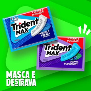 Chiclete Trident Max Menta Blueberry e Hortelã 2x mais Sabor Goma de Mascar Refrescante