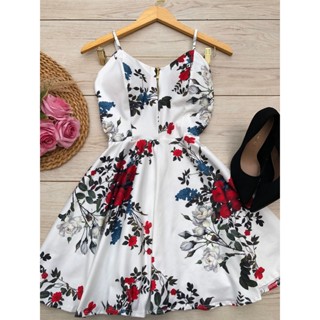 Vestido alcinha ziper bojo estampado moda feminina verão rodado gode boneca