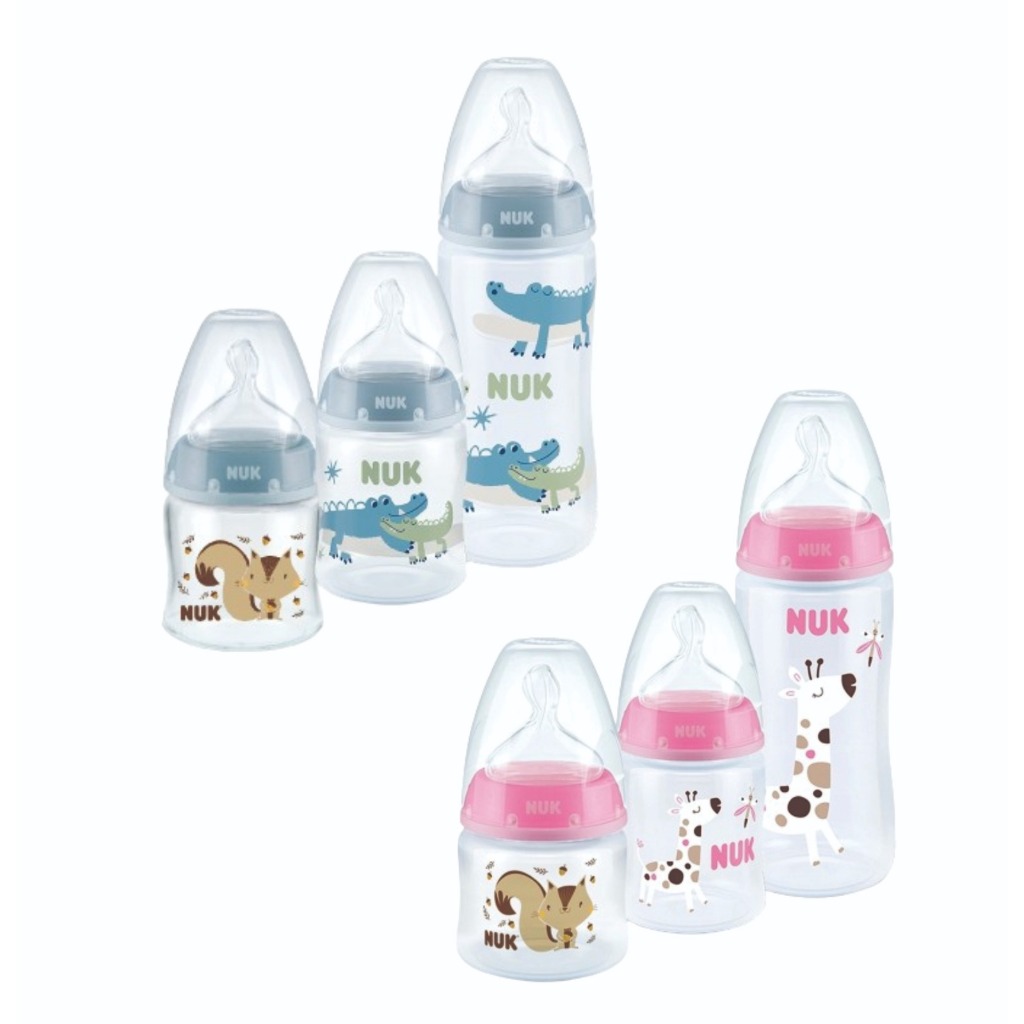 KIT MAMADEIRA NUK FC STARTER C/3 UN 90/150/300ML BICO SILICONE ANTICÓLICA ANTIAZAMENTO
