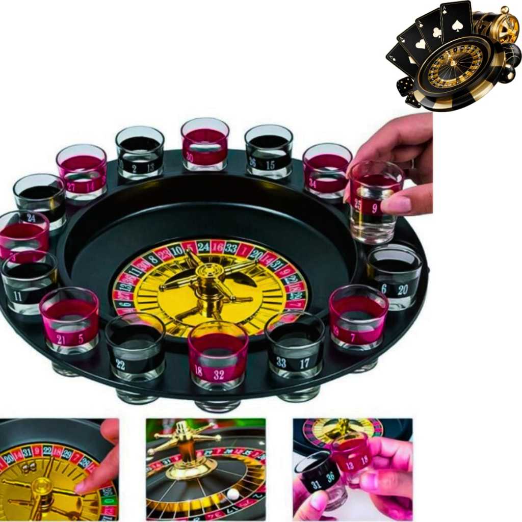 Jogo Cassino Roleta Shot Plastico - 16 Copos Bebida Drink Destilado
