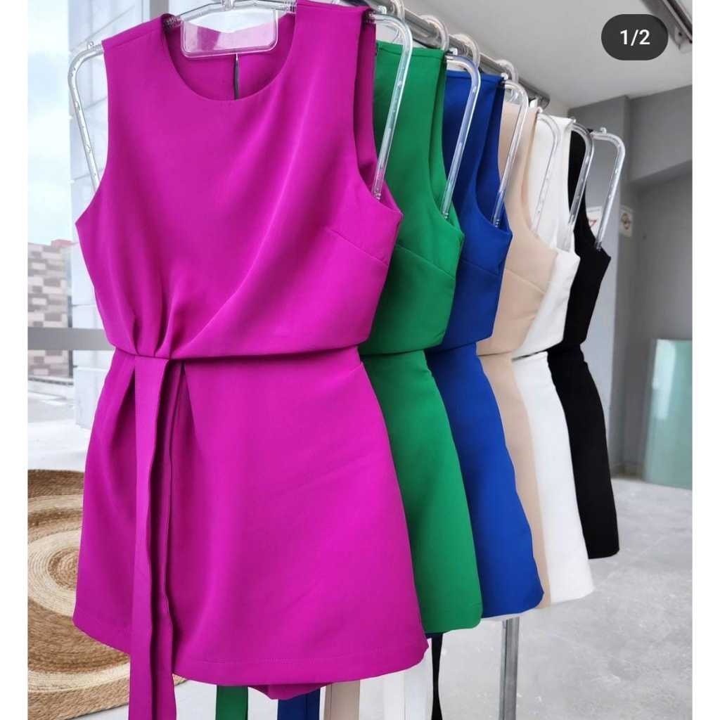 Conjunto Alfaiataria Cropped Saia de Amarração Curto