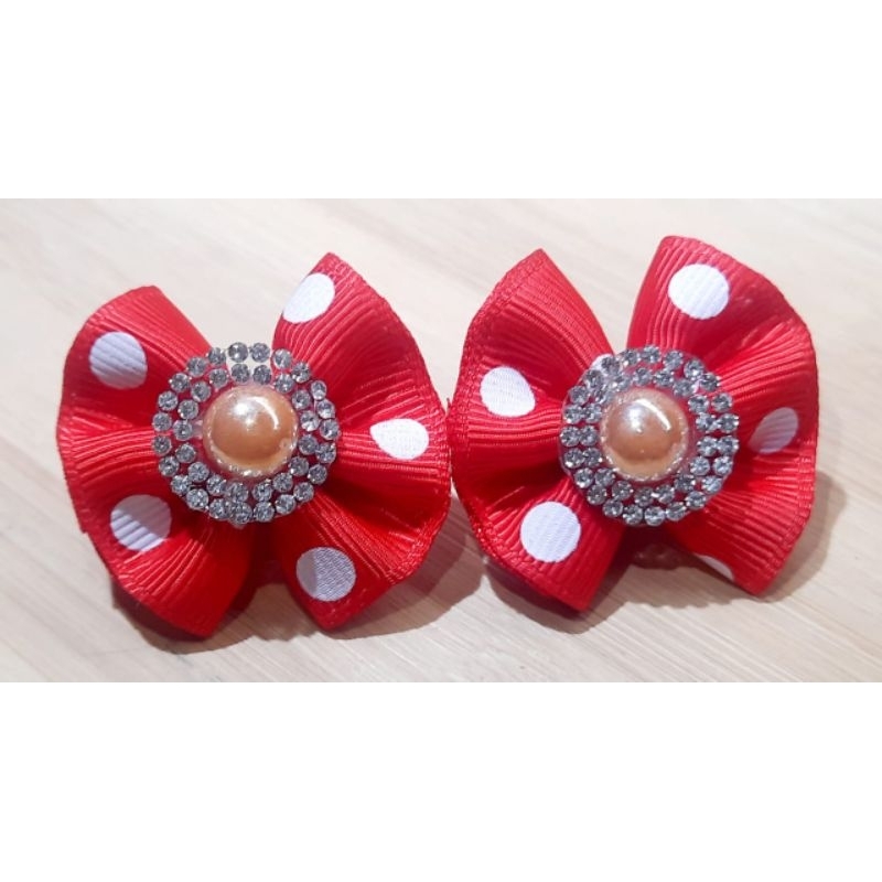 10 Laçinhos Pet, Vermelho Bolinha Fita de Gorgurão, Pet Biju, Pet Shop, Banho e Tosa