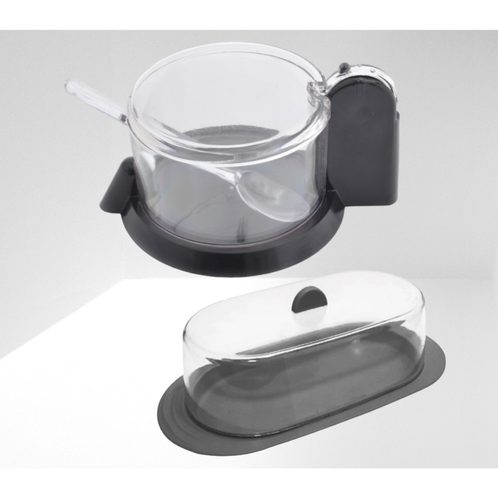 Kit Manteigueira com Espátula + Açucareiro com Colher Linha Cril em Oferta na Shopee