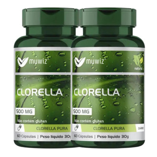 Kit 2x Clorella Pura 500mg Original 60 cápsulas de Clorela Muwiz Chlorella