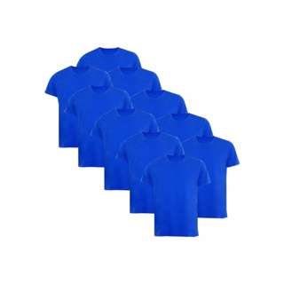 kit com 10 Camisetas Basicas 100% Poliéster Azul Royal em Oferta na Shopee