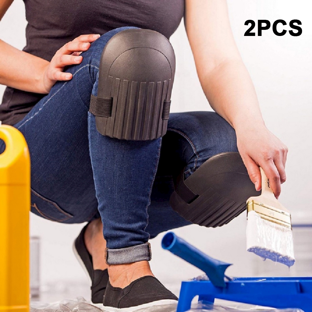 Joelheira De Protecao Multiuso Preta Resistente Construção Civil Par - Assentar Piso, Porcelanato. Protege O Joelho Do Assentador Em Eva