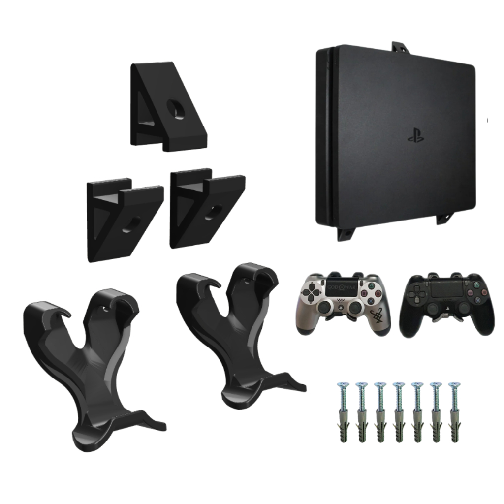 Suporte Parede Playstation 4 Slim (console + 2 Controles)