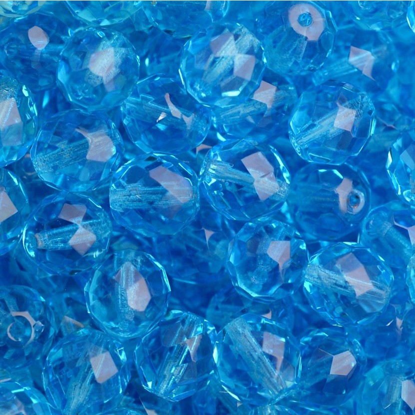 Cristal Conta Vidro Missanga Jablonex Preciosa 8mm - Azul Claro Transparente - 50 Peças