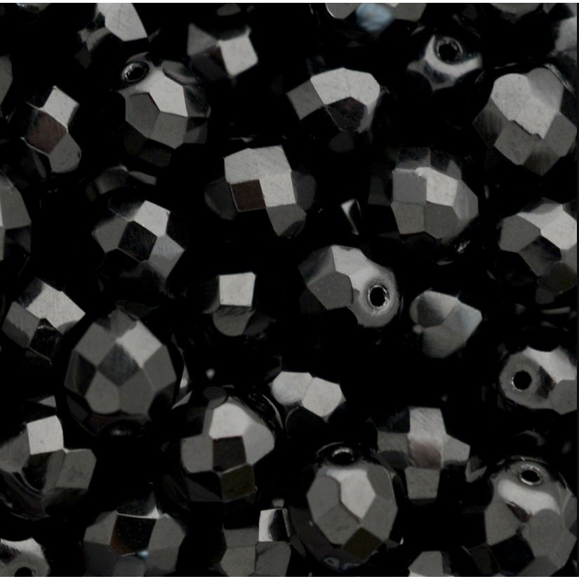 Cristal Conta Vidro Missanga B Ratti Preciosa 8mm - Preto - 50 Peças