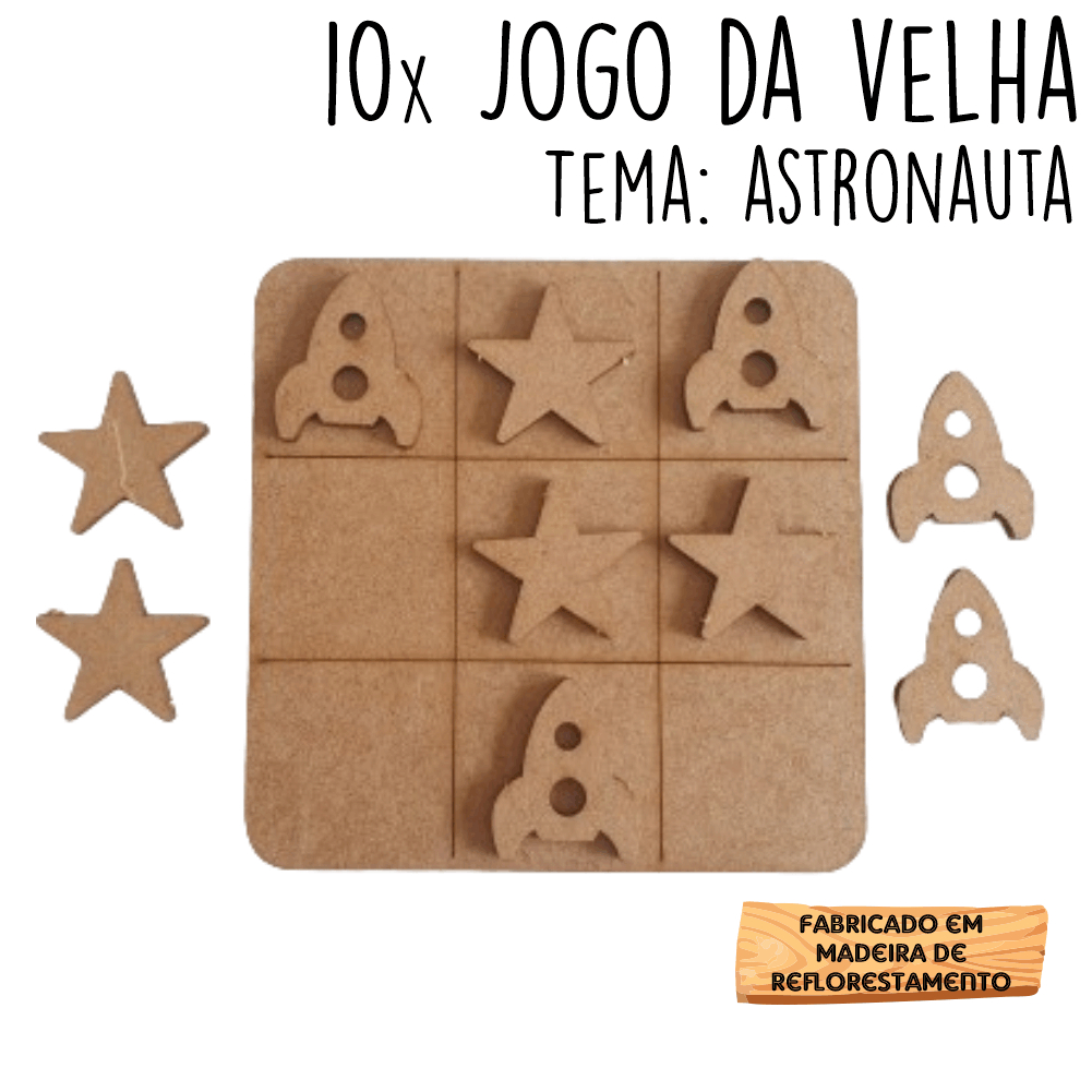 10 Jogos da velha Foguete Estrela Espaco Astronauta em MDF 10cm tabuleiro brinquedo presente lembrancinha kit em Oferta na Shopee