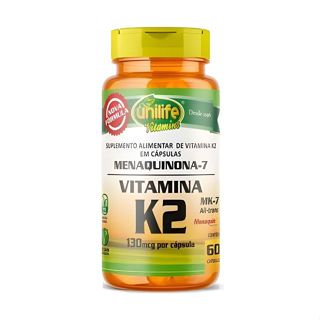 Vitamina K2 Mk7 Menaquinona 500mg 60 Caps Vegano Unilife