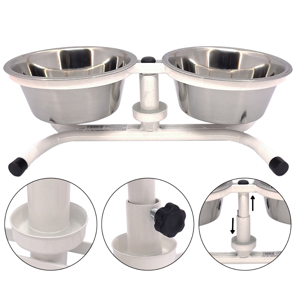 Comedouro Pet Duplo Tigela Inox 900ml - FERCAR