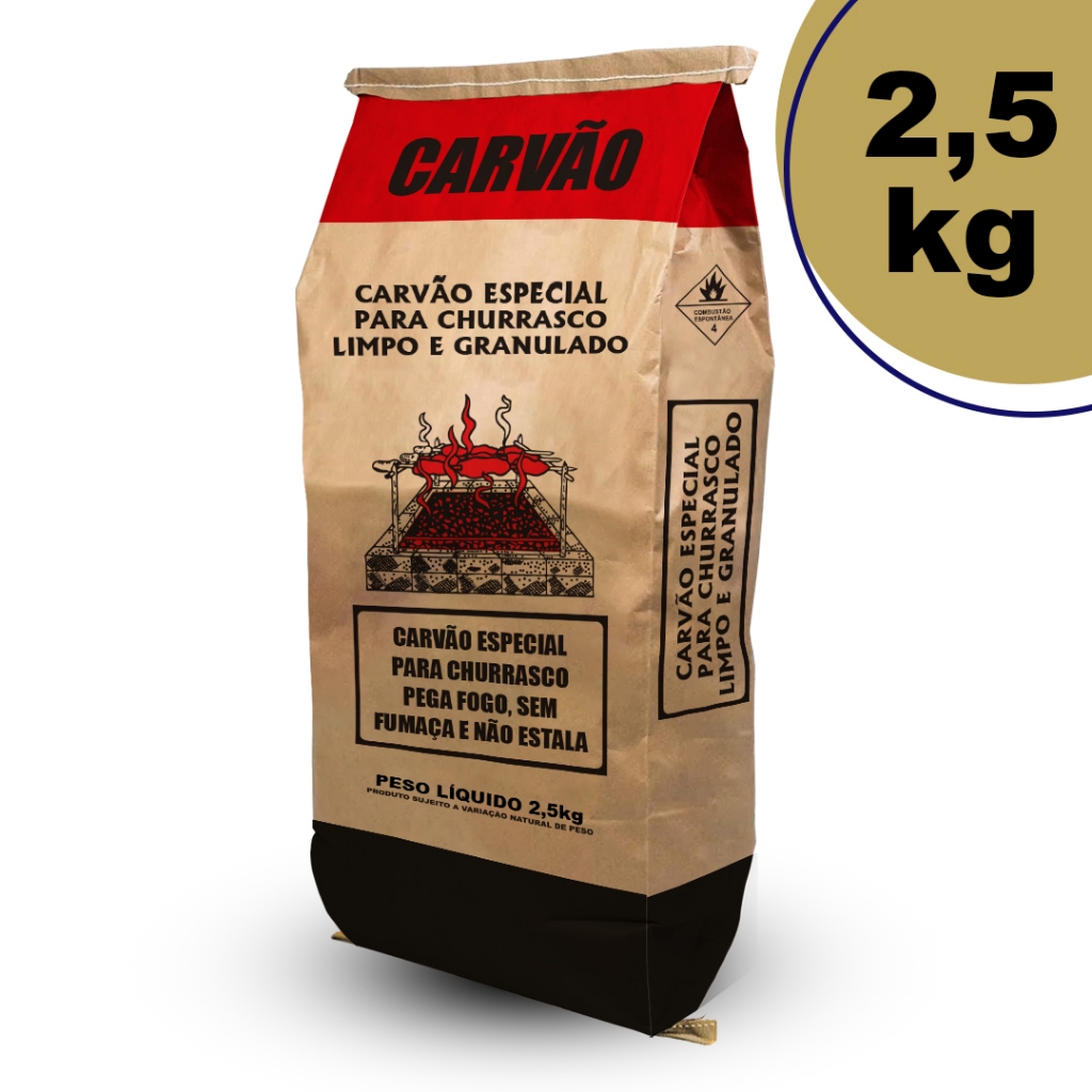 Embalagem Papel Para Carvão 2,5kg (ARTE PADRAO)100 UN em Oferta na Shopee