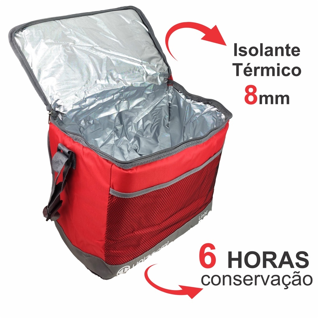 Bolsa Caixa Térmica 24 Litros Grande Viagem Praia Garrafas SoftCooler Com Alça Unitermi 39 Latas Isolante Térmico Marmitas 8mm