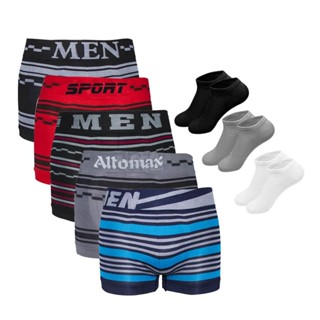 Kit 10 Cuecas Boxer Microfibra + 3 Pares de Meias M4