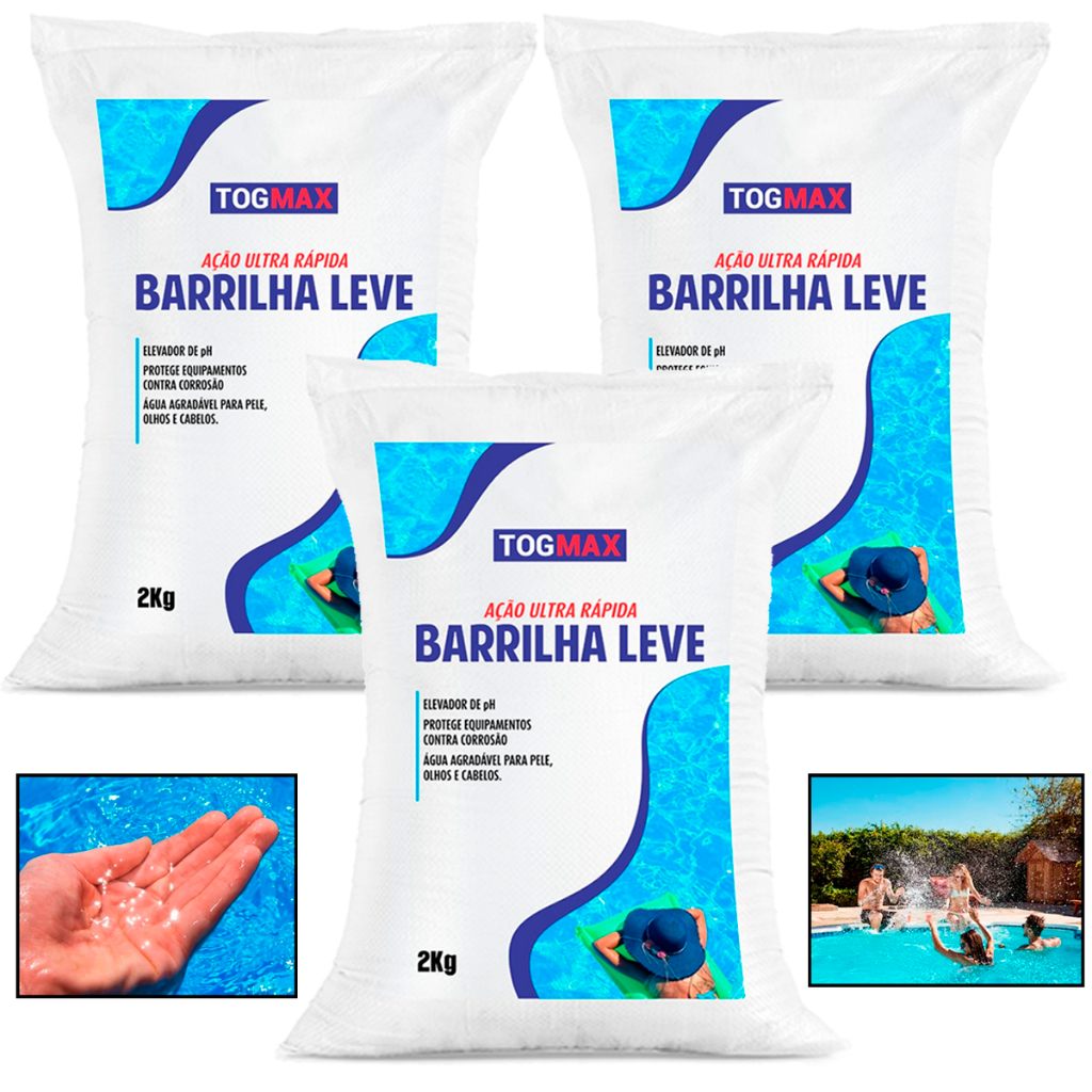 Kit Barrilha Leve TogMax 2kg 4kg 6kg Para Piscinas Controlador E Estabilizador De pH Alcalino Ideal