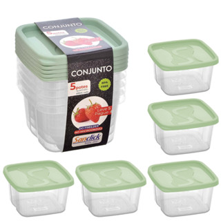 Conjunto 05 Potes 600 ml para Marmitex Compre 4 leve 5 Plástico