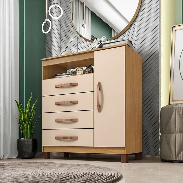 Cômoda Sapateira Cannes 1 Porta 4 Gavetas - Incorplac em Oferta na Shopee