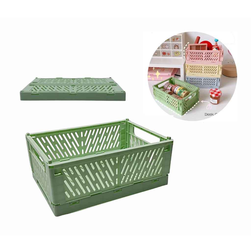 Cesto/ Caixa Oganizadora Dobrável em Plástico Retangular Empilhavel em Oferta na Shopee