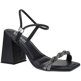 sapato feminino Salto Alto Bloco Quadrado Confortável Tiras Strass Brilho em Oferta na Shopee