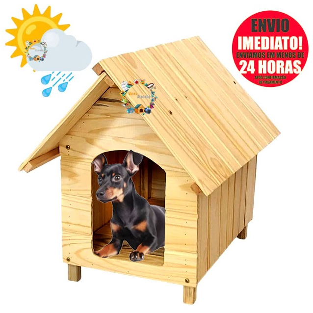 Casinha Pequena N1 de Madeira Pinus Para Cachorro Cães Filhotes Coelho Galinha
