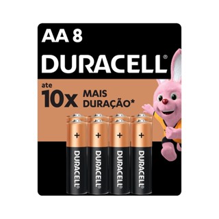 Pilha Duracell AA alcalina com 8 unidades