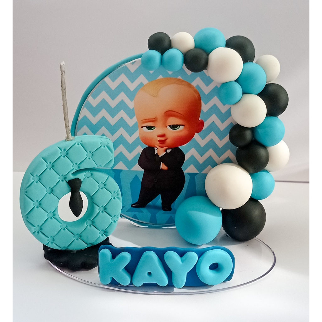 Vela Personalizada Topo de Bolo O Poderoso Chefinho - Vela de Aniversário Biscuit.