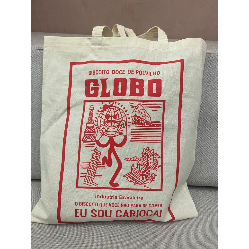 Ecobag Biscoito globo vermelho  sacola ecológica,escola,faculdade, curso,personalizado,brinde,praia,moda,brinde,presente