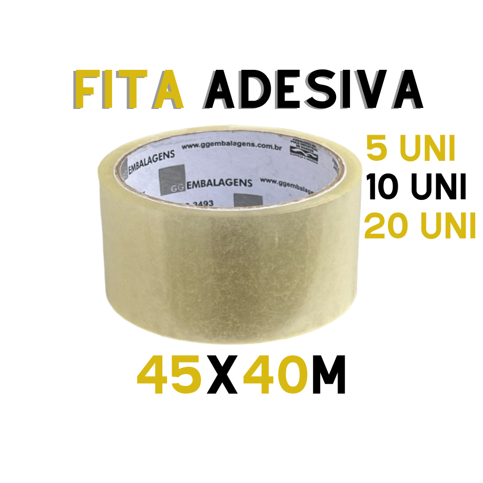 Kit Fitas adesiva 45 mm x 40 metros Transparente - Envio Imediato