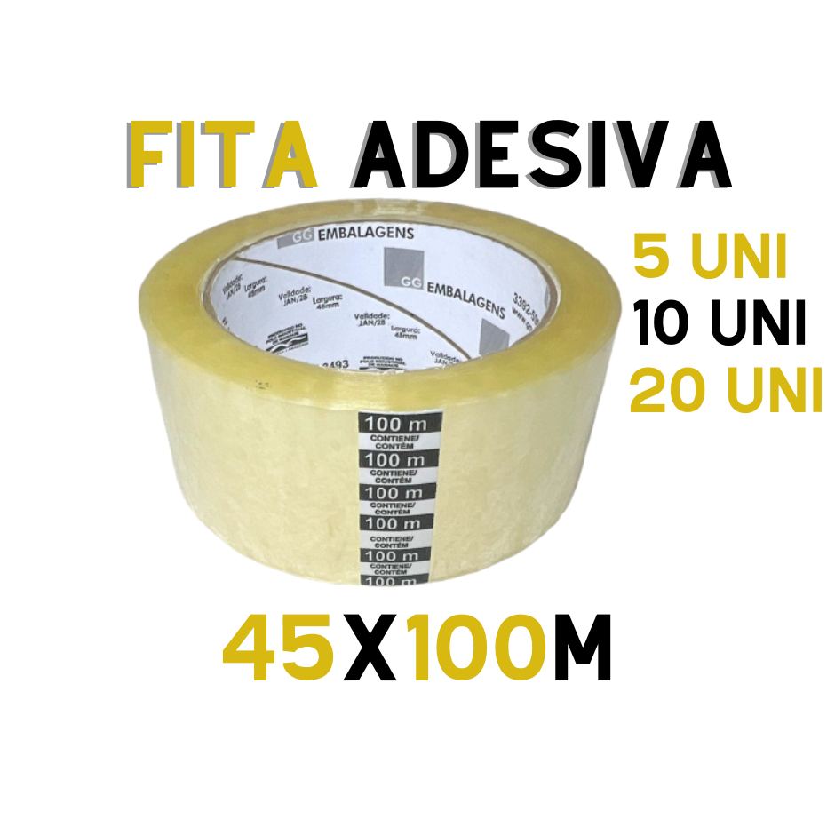 Kit Fita adesiva 45 mm x 100 metros Transparente - Durex Largo em Oferta na Shopee
