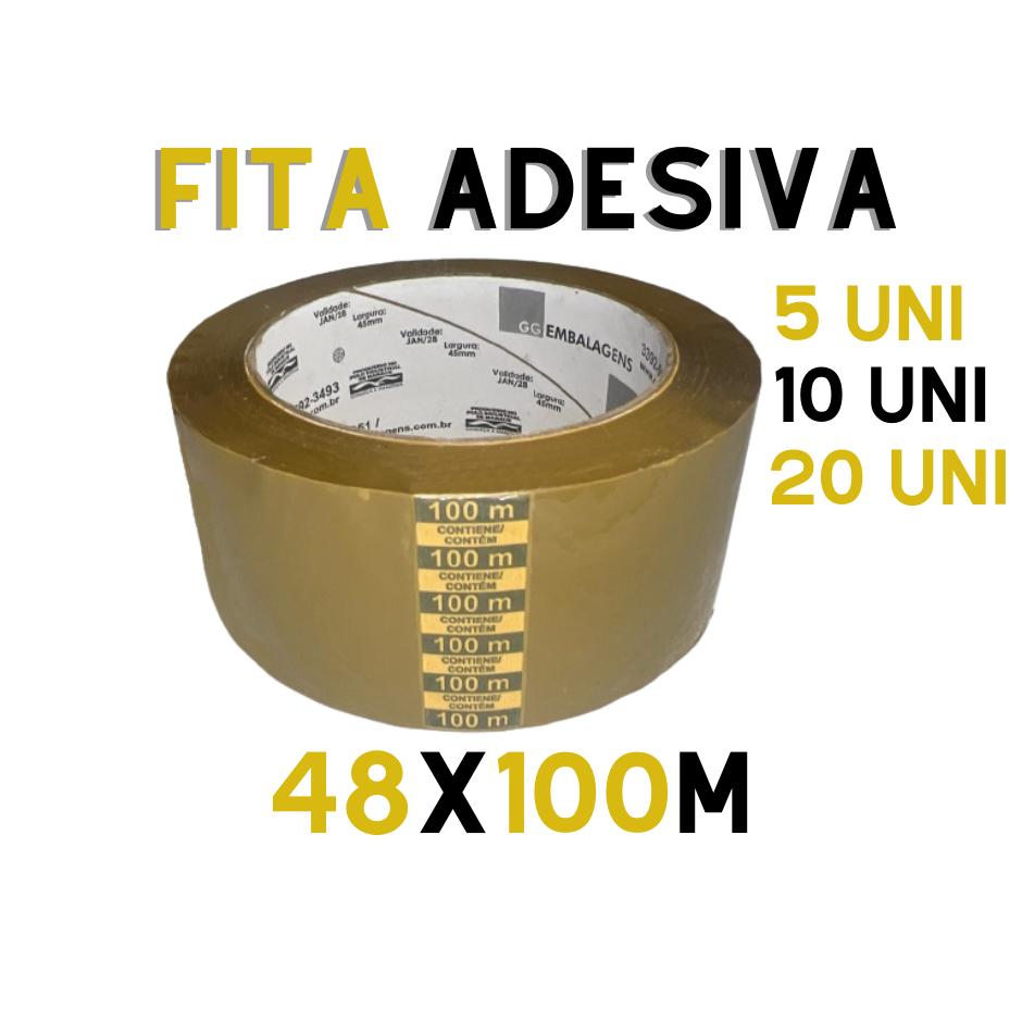 Kit Fita adesiva 48 mm x 100 metros Marrom Durex Largo em Oferta na Shopee