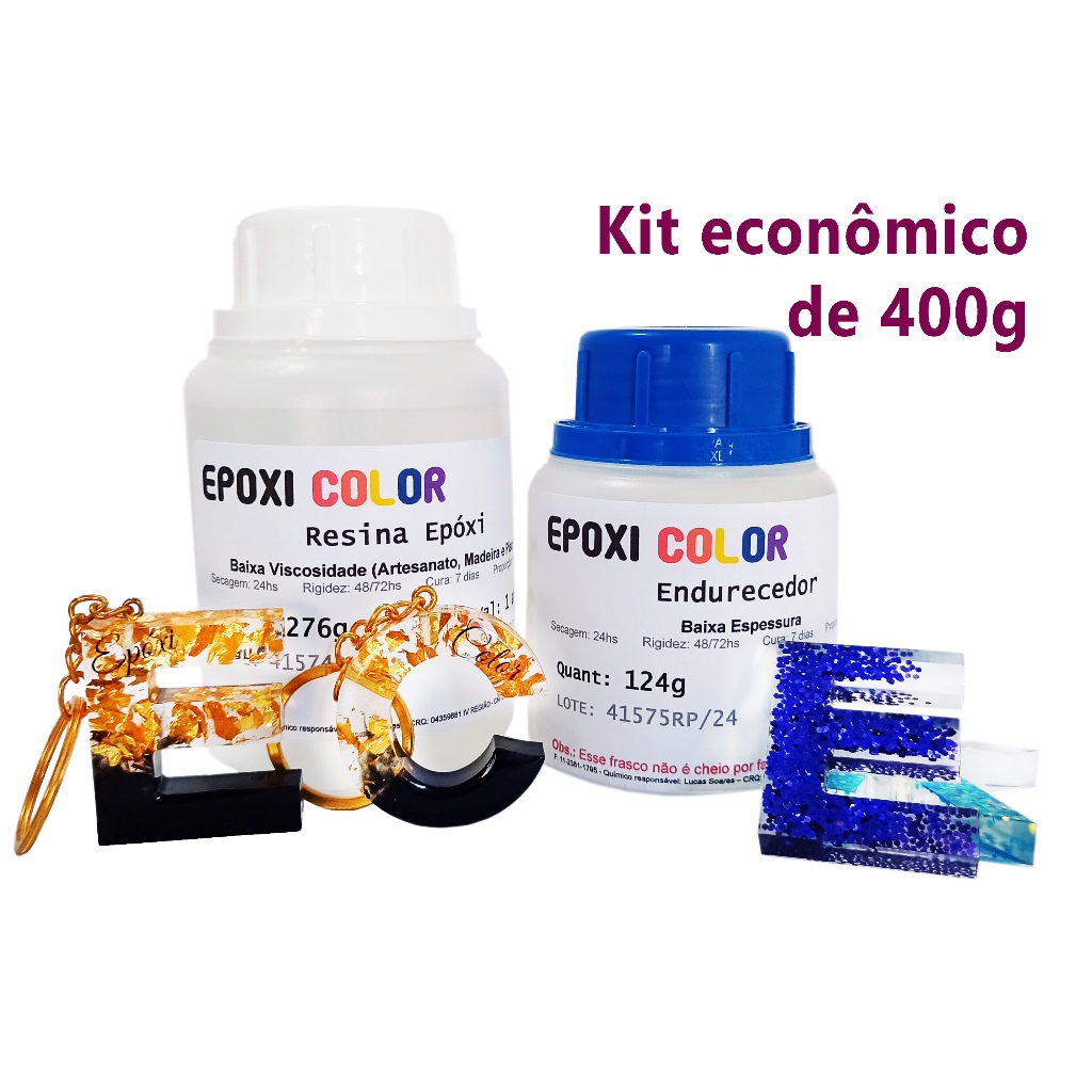 Resina Epóxi para Artesanato Baixa Viscosidade + Endurecedor (Kit 400g) Epoxi Color