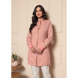 Jaleco Feminino Acinturado Gola Padre c/ Punhos Nude Capri