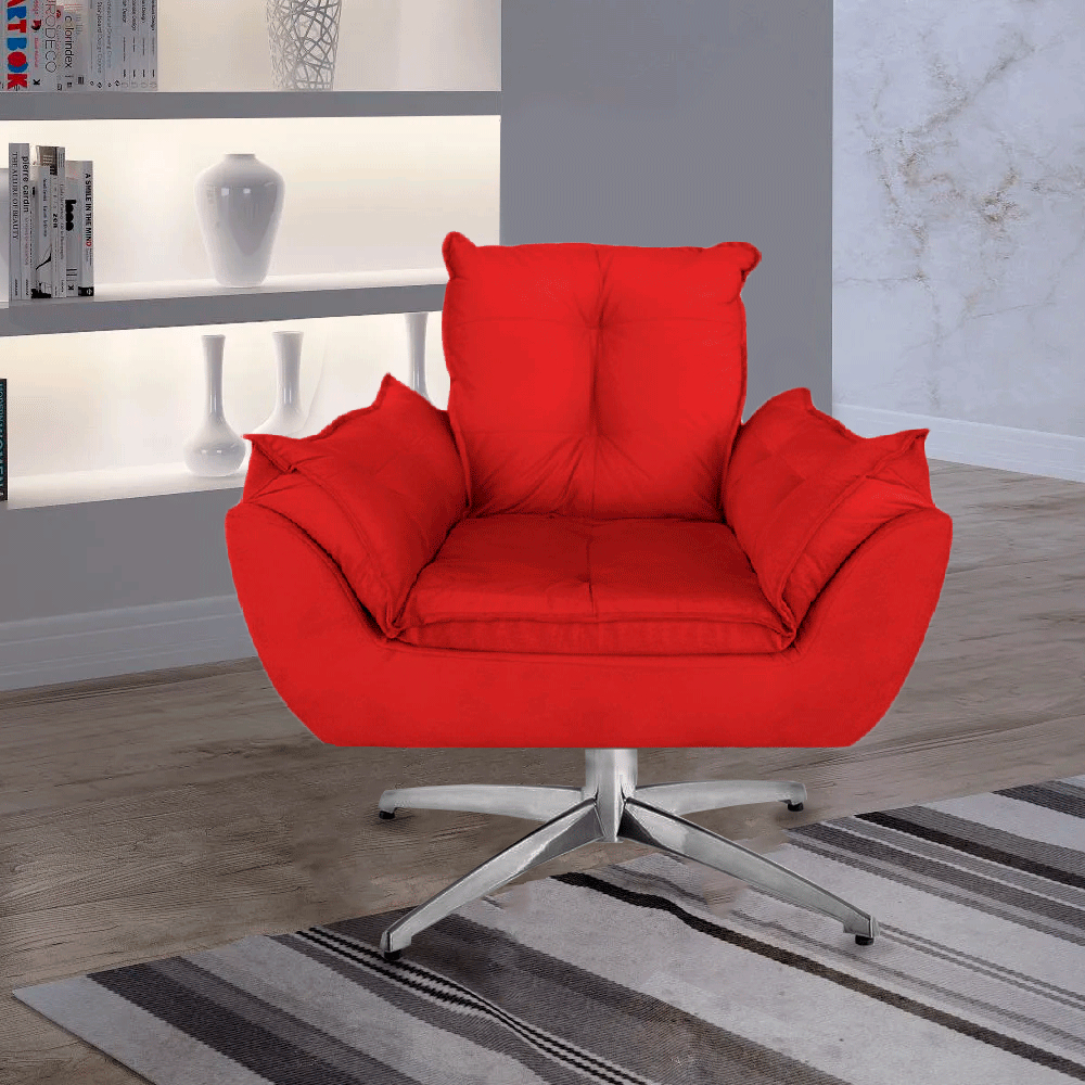 Poltrona Cadeira Opala Pés Em Metal, Poltrona Suede Varias Cores · foto 2