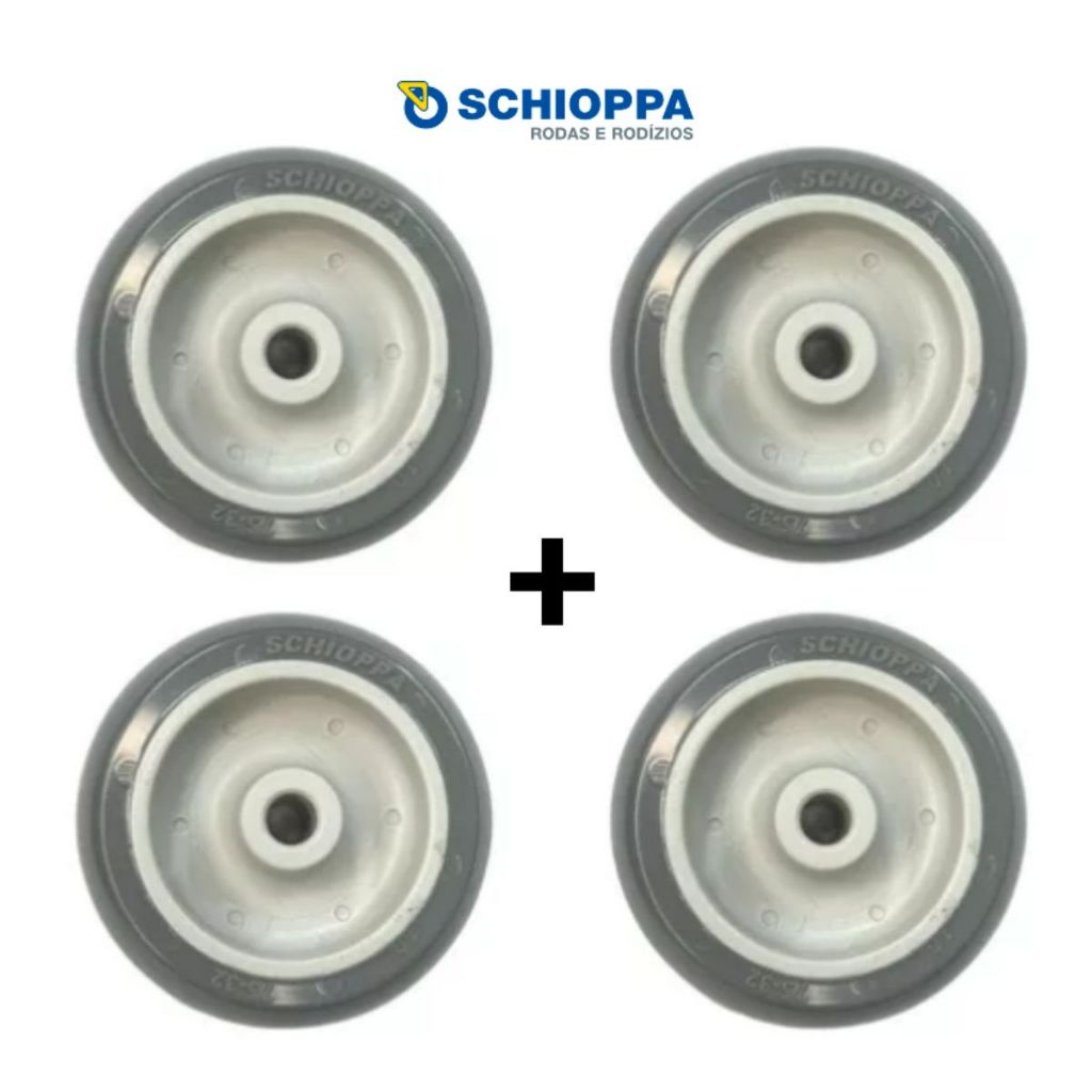 4 Rodinhas Pvc 3 Pol P/ Carrinhos (75mm) Schioppa 60kg